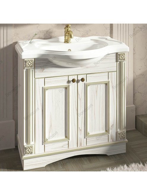 Комплект мебели Венеция Аврора 85 белый с патиной золото