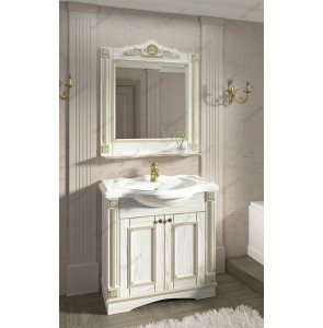 Комплект мебели Венеция Аврора 105 белый с патиной золото