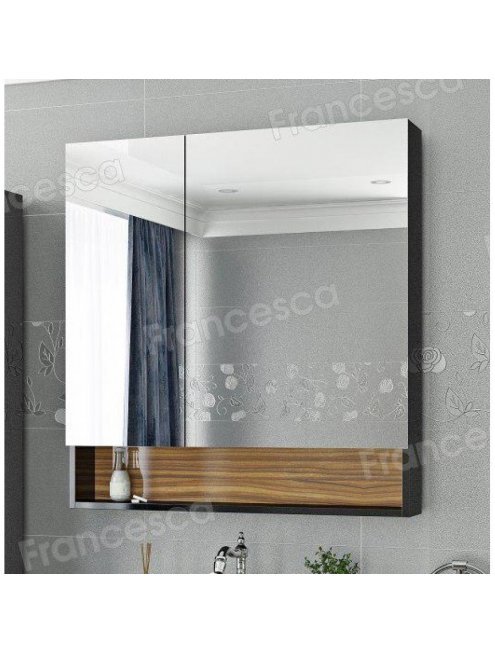 Шкаф-зеркало Francesca Doremi 80, черный/ясень