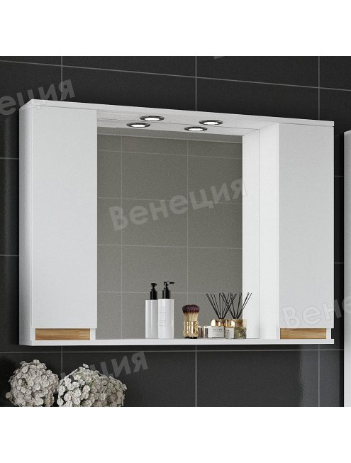 Комплект мебели Венеция Bianco 105 белый (зеркало с 2 шкафчиками)