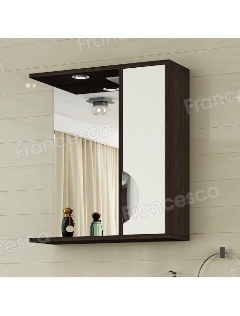 Шкаф-зеркало Francesca Версаль 60 С белый/венге