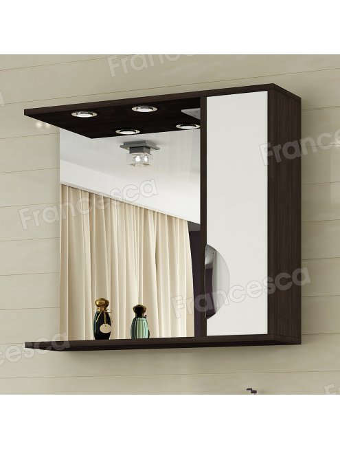 Шкаф-зеркало Francesca Версаль 75 белый/венге, правый