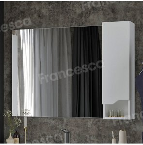 Зеркало-шкаф Венеция Неаполь 100 белый глянец, левый