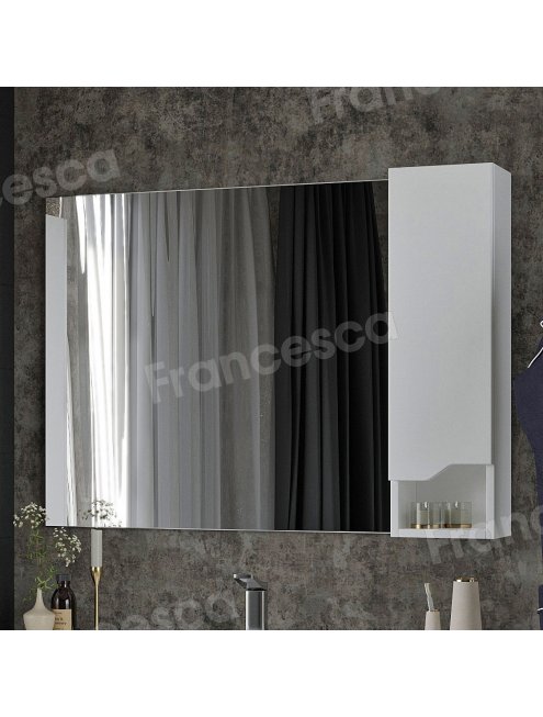 Зеркало-шкаф Венеция Неаполь 100 белый глянец 