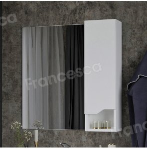 Зеркало-шкаф Венеция Неаполь 70 белый глянец, левый