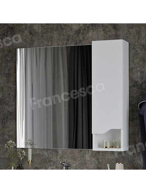 Зеркало-шкаф Венеция Неаполь 80 белый глянец, правый