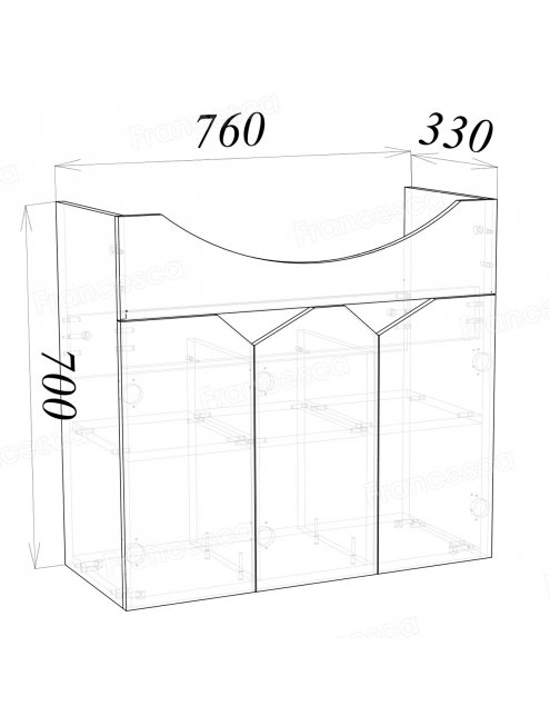 Тумба с раковиной Francesca Джой 80 с 3 дверцами, белый (ум. Erica 80)