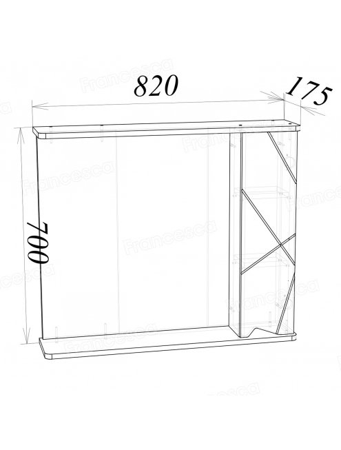 Шкаф-зеркало Francesca Джой 80 белый, правый