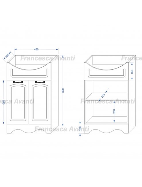 Тумба с раковиной Francesca Империя 50 венге (2 двери, ум. Уют 50)