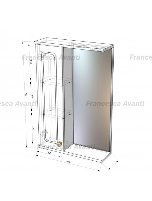 Шкаф-зеркало Francesca Империя 50 белый, правый