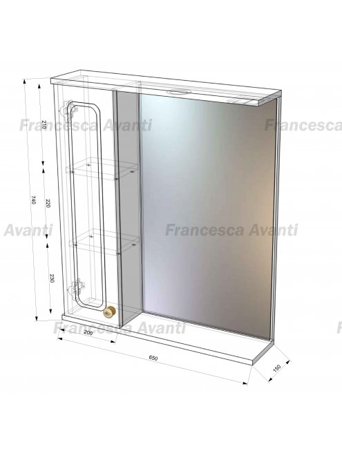Шкаф-зеркало Francesca Империя 65 белый, правый