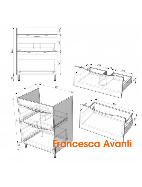 Комплект мебели Венеция Даниэль 60 напольная белая (2 ящ., ум.Como 60)