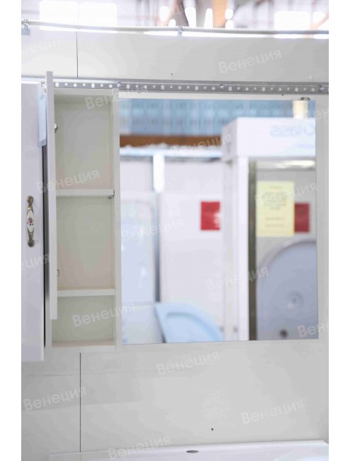 Зеркало-шкаф Венеция Неаполь 80 белый глянец, левый