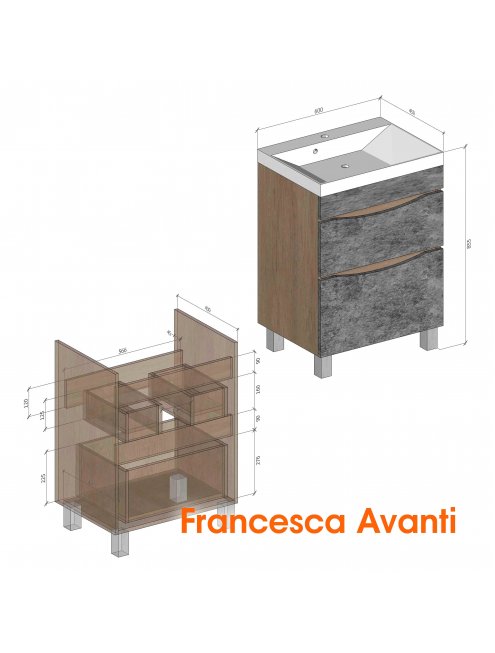 Комплект мебели Венеция Амали 60 напольная, белый