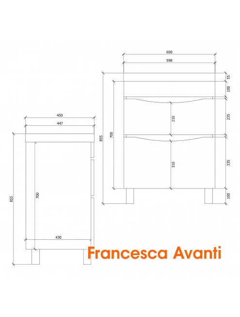 Комплект мебели Венеция Амали 60 напольная, графит бетон