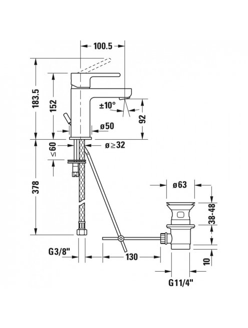 Смеситель Duravit B.2 B21010001010 для раковины