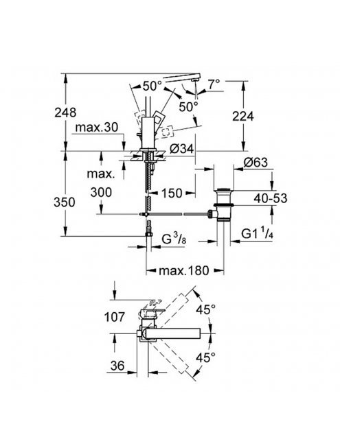 Смеситель Grohe Eurocube 23135000 для раковины