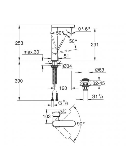 Смеситель Grohe Plus 23873003 для раковины