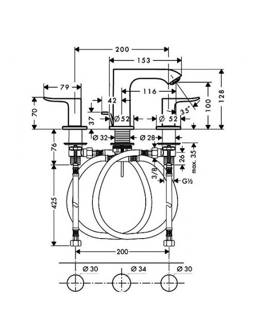 Смеситель Hansgrohe Metris 31083000 для раковины