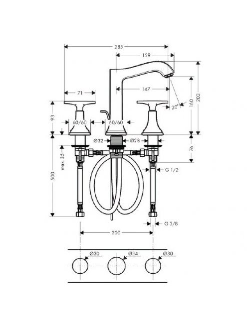 Смеситель Hansgrohe Metropol Classic 31307000 для раковины