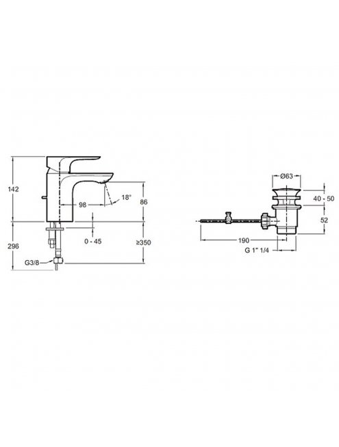 Смеситель Jacob Delafon Aleo E72275-4-CP для раковины