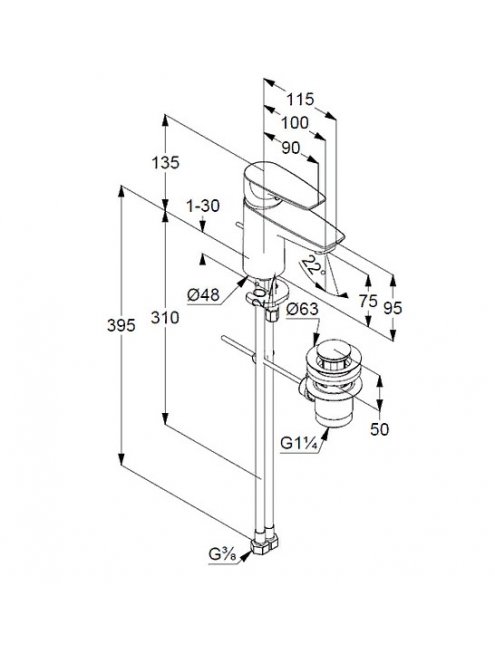 Смеситель Kludi Pure&Solid 343820575 для раковины