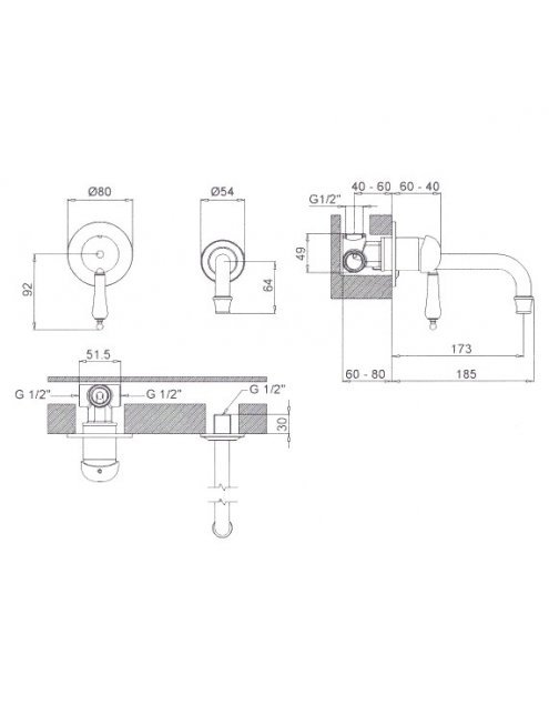 Смеситель Margaroli Classica RU1002AA01CR С ВНУТРЕННЕЙ ЧАСТЬЮ