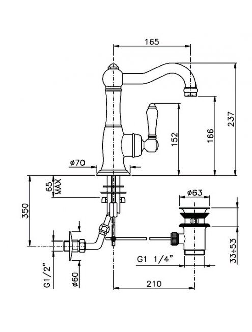 Смеситель Nicolazzi Cinquanta 3452 DB 75C для раковины