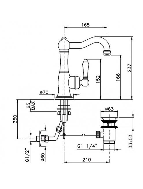 Смеситель Nicolazzi Cinquanta 3452 DB 76C для раковины