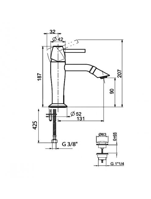 Смеситель Webert Opera moderna OE830102985 графит,  для раковины