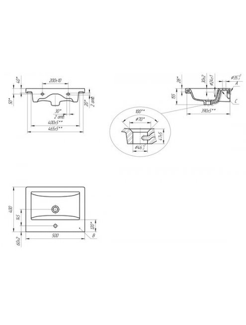 Комплект мебели для ванной комнаты Francesca Доминго 50 с ящиком, левый