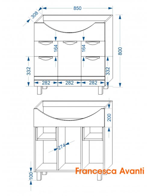 Комплект мебели для ванной комнаты Francesca Доминго 90, с ящиками (ум. Classic 90)