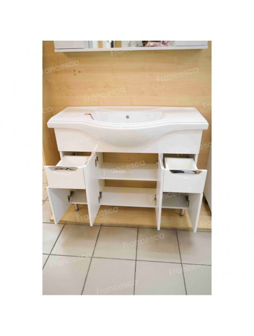 Тумба с раковиной Francesca Доминго 105 белый, с подсветкой (2ящ+4дв, ум. Элеганс 105)