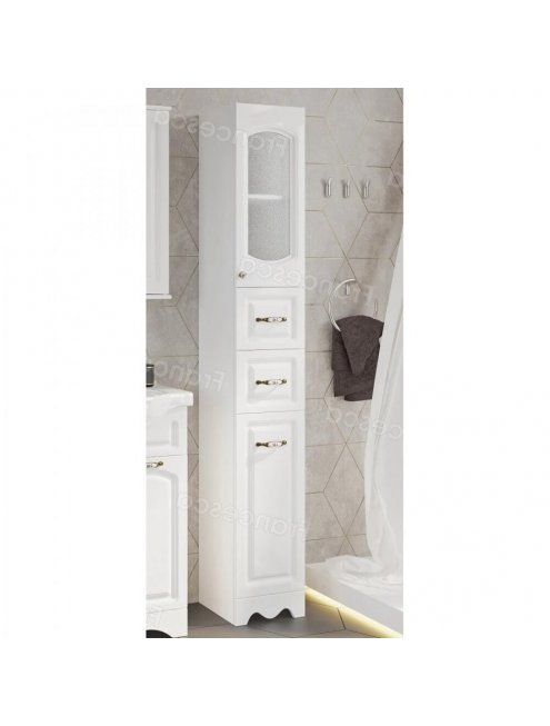 Пенал Francesca Империя 30 с бельевой корзиной белый, правый, с подсветкой