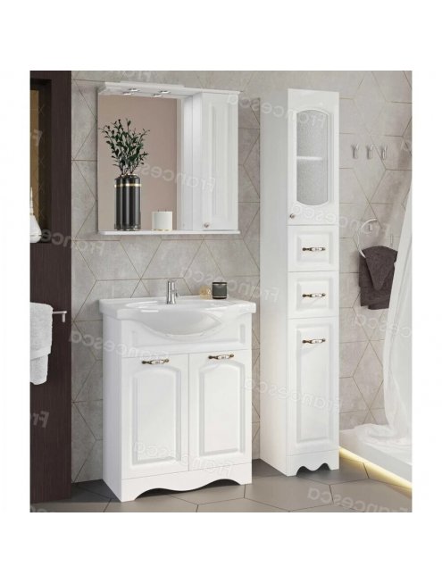 Пенал Francesca Империя 30 с бельевой корзиной белый, правый, с подсветкой