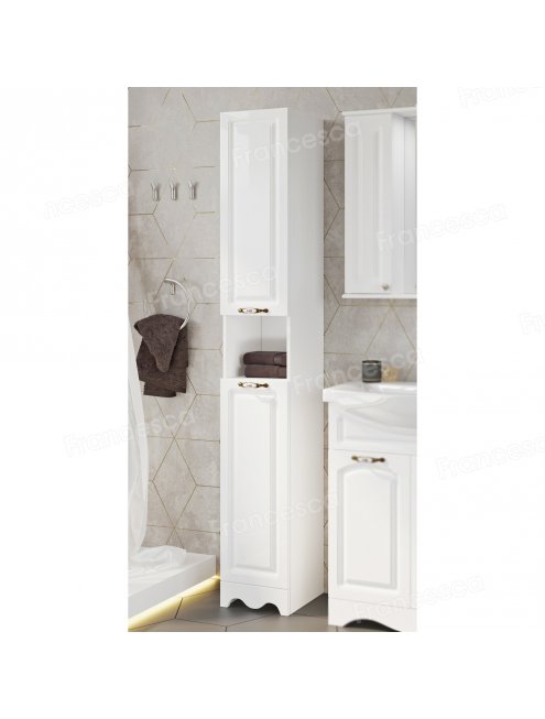 Пенал Francesca Империя 30 белый, универсальный, 2 двери, с подсветкой