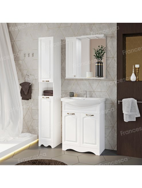 Пенал Francesca Империя 30 белый, универсальный, 2 двери, с подсветкой