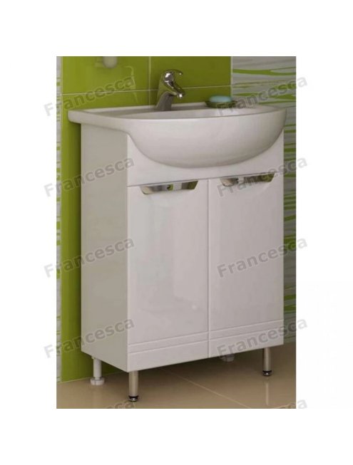 Тумба с раковиной Francesca Доминго 60 белый, с подсветкой (2 дв.,ум. Уют 60)