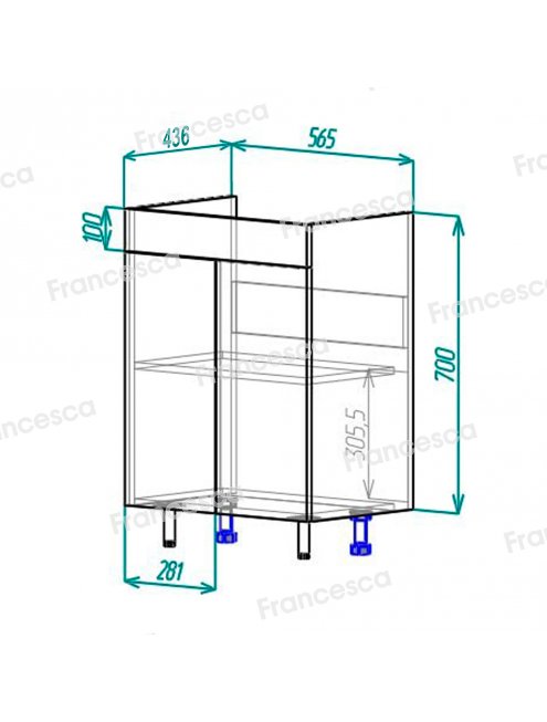 Тумба с раковиной Francesca Доминго 60 2 двери, с подсветкой (ум. Миранда 60)