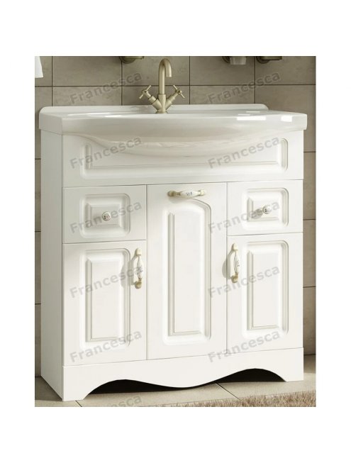 Тумба с раковиной Francesca Империя 75 белый с подсветкой (3дв+2ящ, ум. Элеганс 75)