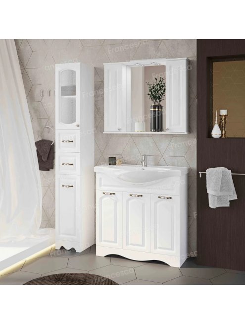 Тумба с раковиной Francesca Империя 90 белый с подсветкой (3 двери, ум. Classic 90)