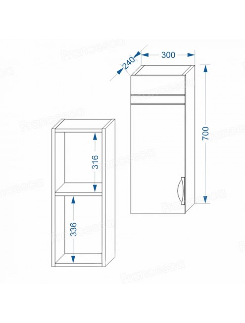 Шкаф навесной Francesca Доминго 30, с подсветкой, левый