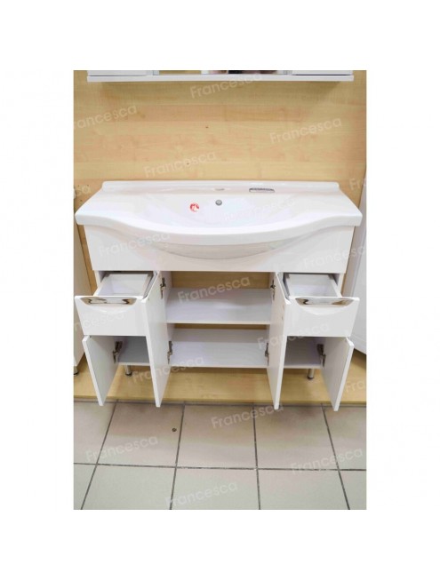 Тумба с раковиной Francesca Avanti Доминго 100 белый, с подсветкой (2ящ+4дв, ум. Эльбрус 100)