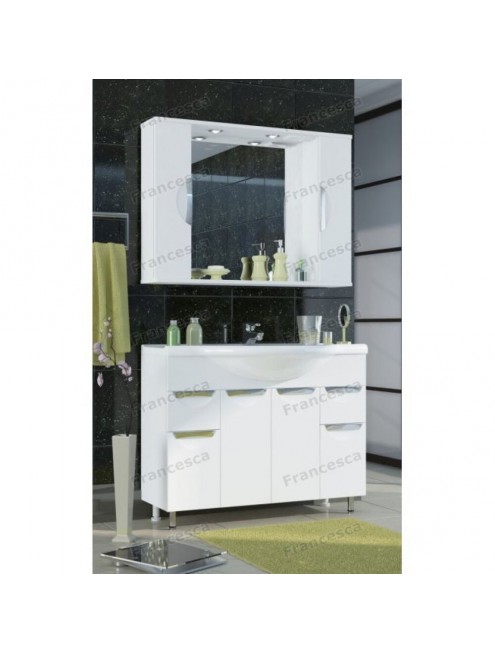 Тумба с раковиной Francesca Avanti Доминго 100 белый, с подсветкой (2ящ+4дв, ум. Эльбрус 100)