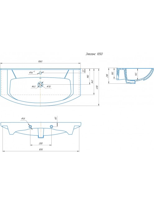 Тумба с раковиной Francesca Avanti Доминго 105 белый, с подсветкой (2ящ+4дв, ум. Элеганс 105)