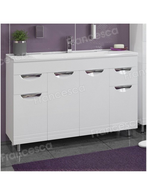 Тумба с раковиной Francesca Avanti Доминго 120 белый, с подсветкой (2ящ+4дв, ум. Milen 120)