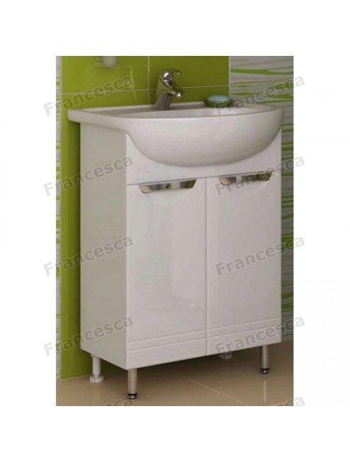 Тумба с раковиной Francesca Avanti Доминго 60 белый, с подсветкой (2 дв.,ум. Уют 60)