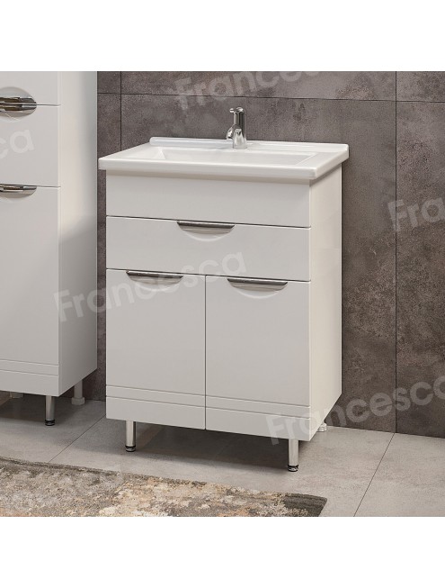 Тумба с раковиной Francesca Avanti Доминго 60 с ящиком, с подсветкой (1ящ+2дв, ум. Миранда 60)