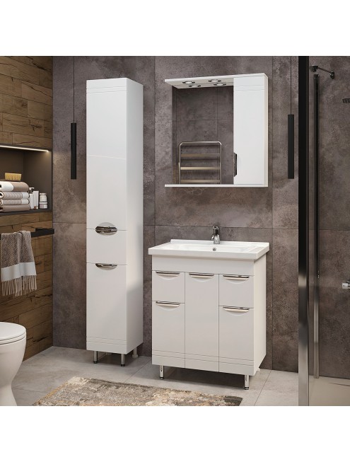 Тумба с раковиной Francesca Avanti Доминго М 70 белый, с подсветкой (3 дв.+2 ящ., ум. Миранда 70)