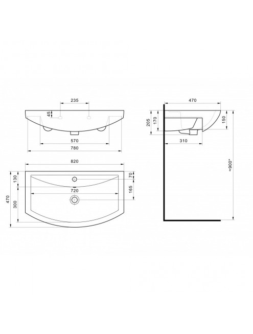 Тумба с раковиной Francesca Avanti Доминго 80 белый, с подсветкой (2дв+3ящ, под ум. Балтика 80)
